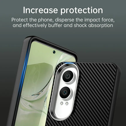 For OnePlus Nord CE4 Lite 5G / Oppo K12x 5G (China) Case Hybrid Phone Back Cover Carbon Fiber Texture