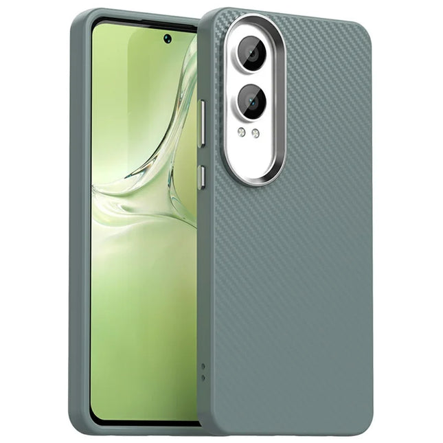 For OnePlus Nord CE4 Lite 5G / Oppo K12x 5G (China) Case Hybrid Phone Back Cover Carbon Fiber Texture - Grey