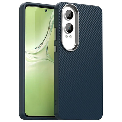 For OnePlus Nord CE4 Lite 5G / Oppo K12x 5G (China) Case Hybrid Phone Back Cover Carbon Fiber Texture - Blue