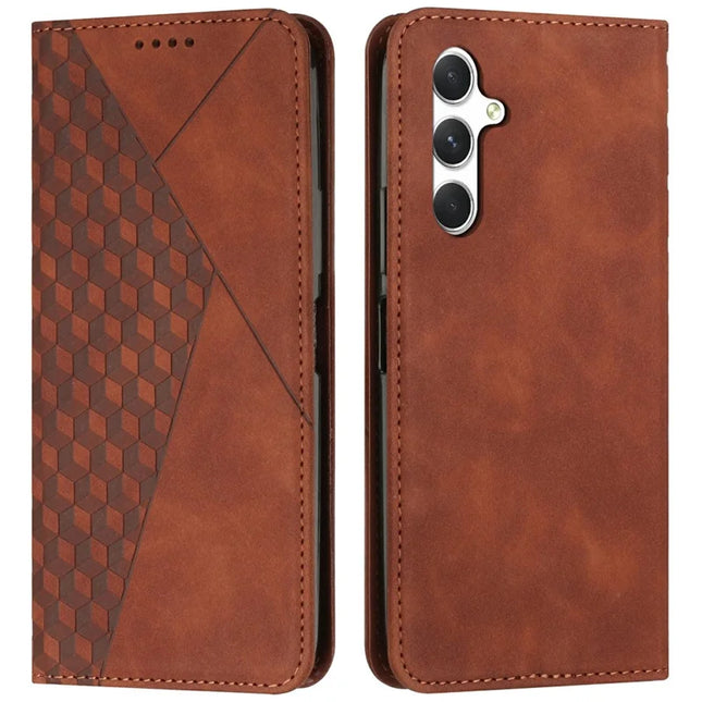 For Samsung Galaxy A36 5G Phone Cover Imprinted PU Leather Wallet Stand Case - Brown