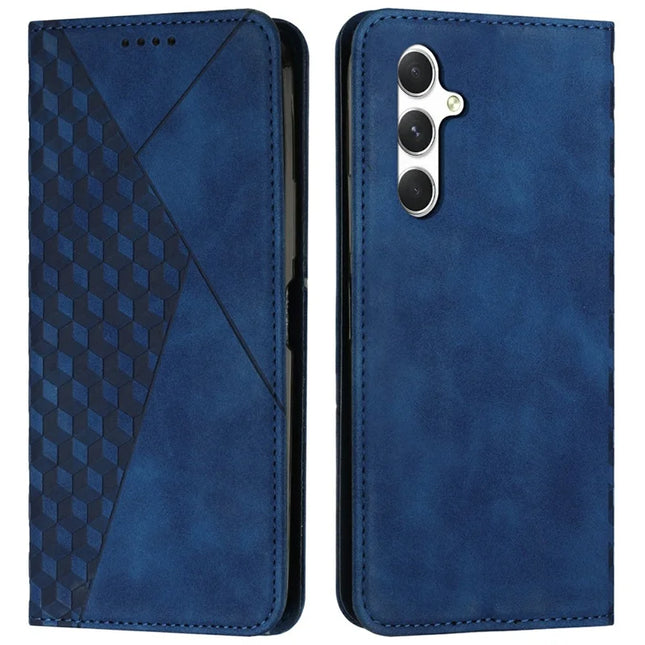 For Samsung Galaxy A36 5G Phone Cover Imprinted PU Leather Wallet Stand Case - Sapphire