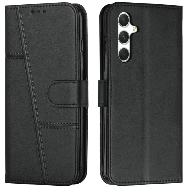 For Samsung Galaxy A36 5G Phone Case Leather Stand Protective Cover - Black