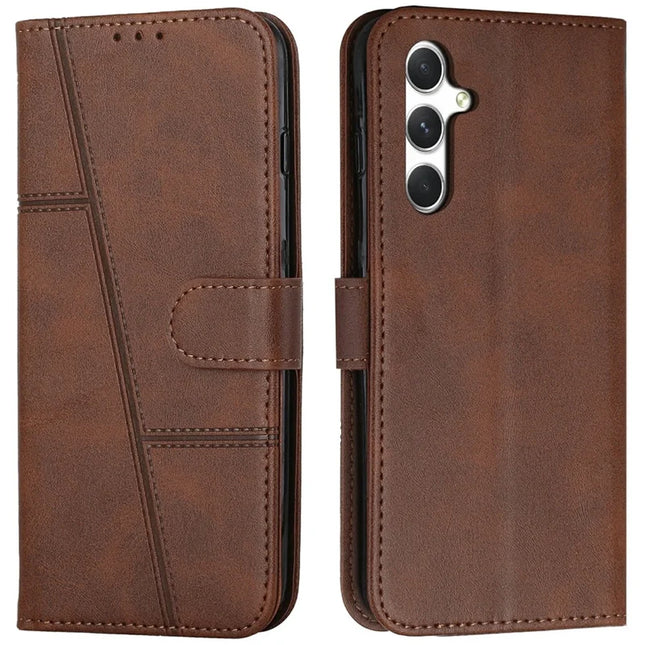 For Samsung Galaxy A36 5G Phone Case Leather Stand Protective Cover - Brown