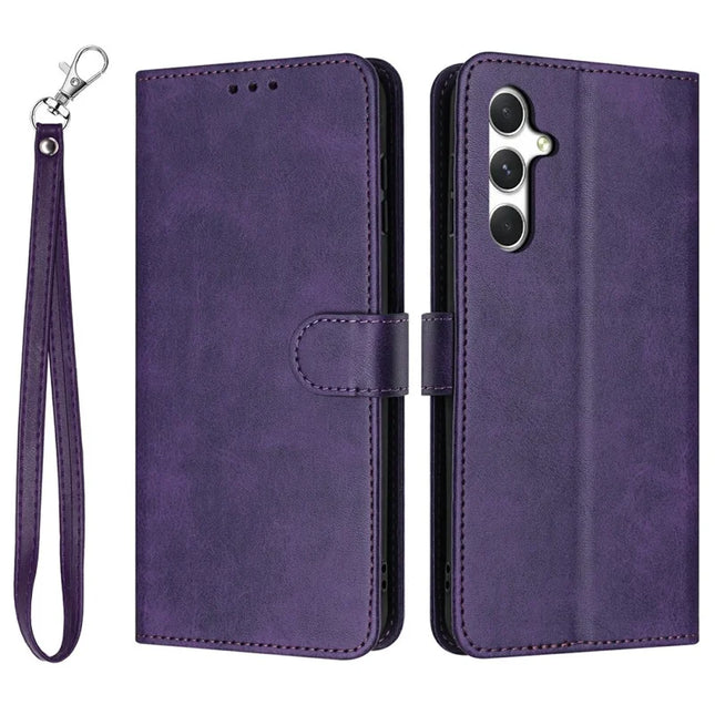 For Samsung Galaxy A36 5G Case Flip Stand PU Leather Wallet Phone Cover Calf Texture - Purple