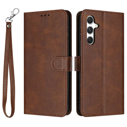 For Samsung Galaxy A36 5G Case Flip Stand PU Leather Wallet Phone Cover Calf Texture - Brown