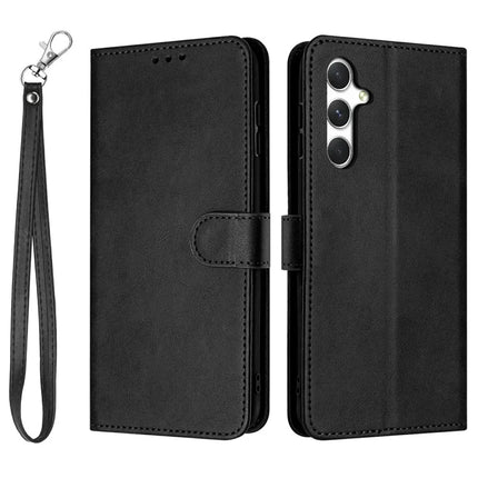 For Samsung Galaxy A36 5G Case Flip Stand PU Leather Wallet Phone Cover Calf Texture - Black