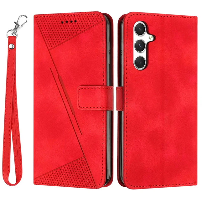 For Samsung Galaxy A36 5G Case Handbag Imprinted Triangle Leather Phone Cover - Red