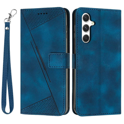 For Samsung Galaxy A36 5G Case Handbag Imprinted Triangle Leather Phone Cover - Sapphire