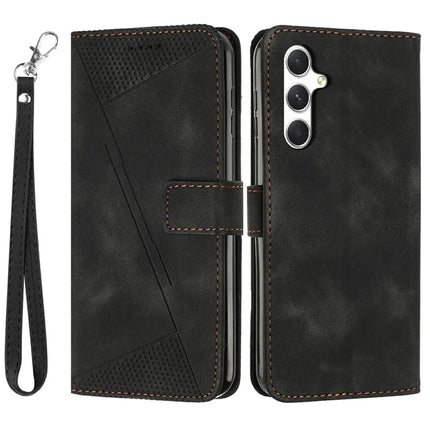 For Samsung Galaxy A36 5G Case Handbag Imprinted Triangle Leather Phone Cover - Black