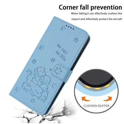For Samsung Galaxy A36 5G Case with Strap Cats Imprint Leather Wallet Phone Cover