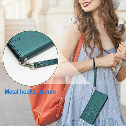 For Samsung Galaxy A36 5G Case with Strap Cats Imprint Leather Wallet Phone Cover