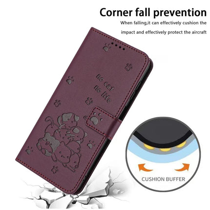 For Samsung Galaxy A36 5G Case with Strap Cats Imprint Leather Wallet Phone Cover