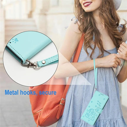 For Samsung Galaxy A36 5G Case with Strap Cats Imprint Leather Wallet Phone Cover