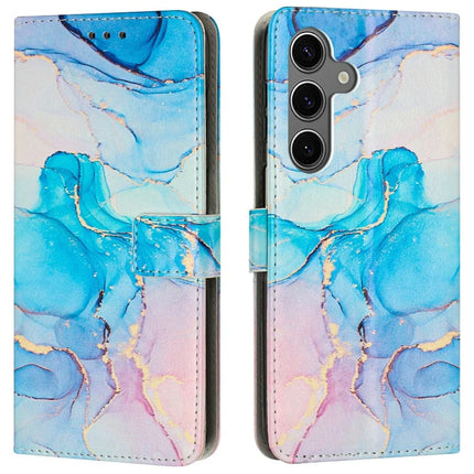For Samsung Galaxy A36 5G Stand Case Marble Pattern PU Leather Wallet Phone Cover - Pink  /  Green