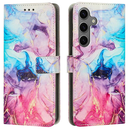For Samsung Galaxy A36 5G Stand Case Marble Pattern PU Leather Wallet Phone Cover - Pink  /  Purple