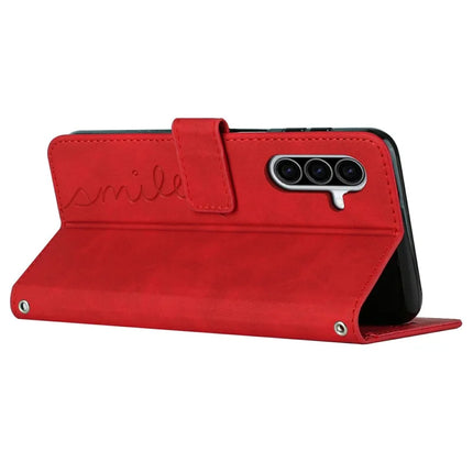 For Samsung Galaxy A36 5G Case Viewing Stand PU Leather Phone Cover Imprinted Heart Pattern