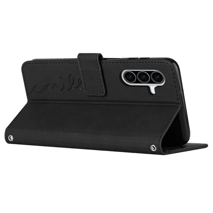 For Samsung Galaxy A36 5G Case Viewing Stand PU Leather Phone Cover Imprinted Heart Pattern