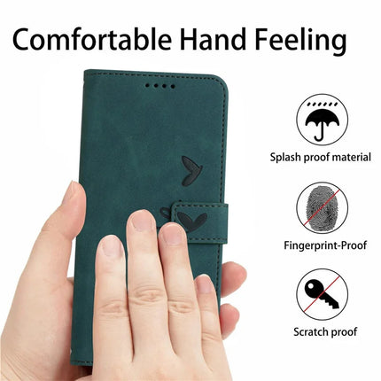 For Samsung Galaxy A36 5G Case Viewing Stand PU Leather Phone Cover Imprinted Heart Pattern