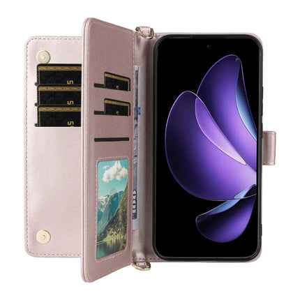 For Oppo Reno13 5G (Global) Wallet Case with Shoulder Strap Leather Phone Cover