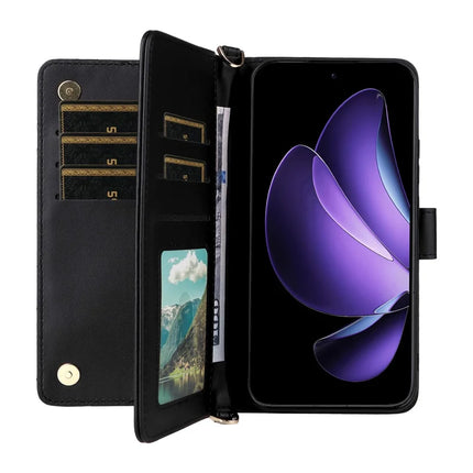 For Oppo Reno13 5G (Global) Wallet Case with Shoulder Strap Leather Phone Cover