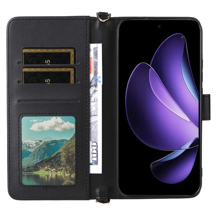 For Oppo Reno13 5G (Global) Wallet Case with Shoulder Strap Leather Phone Cover
