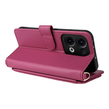 For Oppo Reno13 5G (Global) Wallet Case with Shoulder Strap Leather Phone Cover