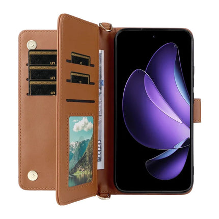 For Oppo Reno13 5G (Global) Wallet Case with Shoulder Strap Leather Phone Cover
