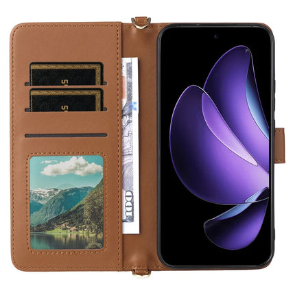 For Oppo Reno13 5G (Global) Wallet Case with Shoulder Strap Leather Phone Cover