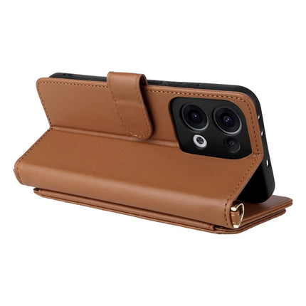 For Oppo Reno13 5G (Global) Wallet Case with Shoulder Strap Leather Phone Cover
