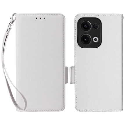 For Oppo Reno13 5G (Global) Case Litchi Texture PU Leather Wallet Flip Phone Cover - White