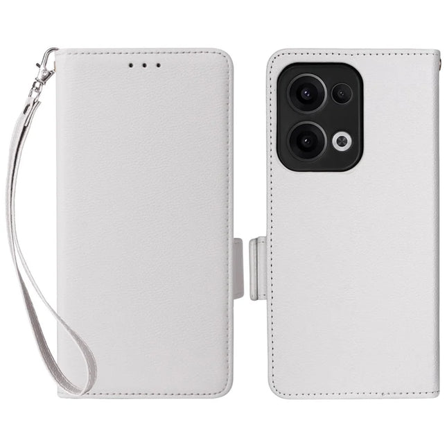 For Oppo Reno13 5G (Global) Case Litchi Texture PU Leather Wallet Flip Phone Cover - White
