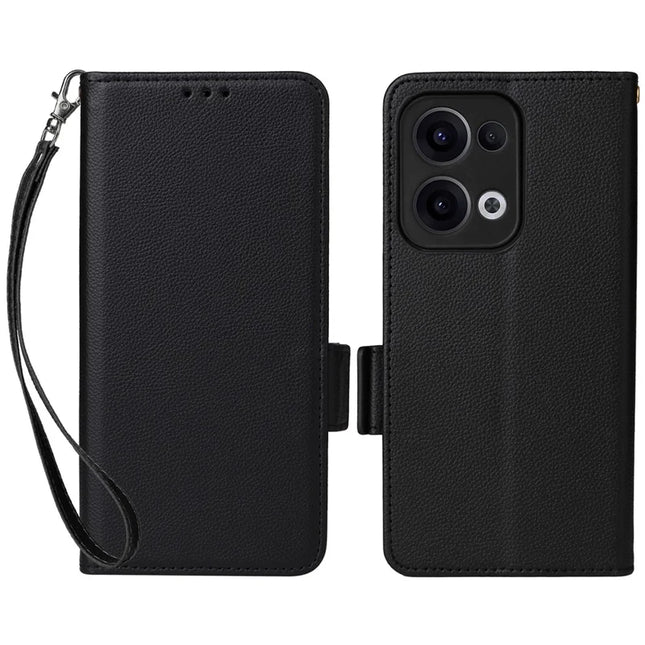 For Oppo Reno13 5G (Global) Case Litchi Texture PU Leather Wallet Flip Phone Cover - Black