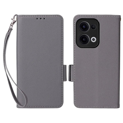 For Oppo Reno13 5G (Global) Case Litchi Texture PU Leather Wallet Flip Phone Cover - Grey
