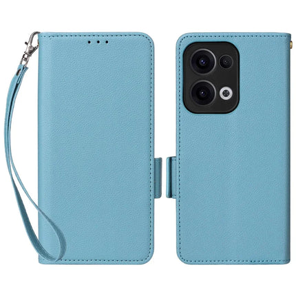 For Oppo Reno13 5G (Global) Case Litchi Texture PU Leather Wallet Flip Phone Cover - Baby Blue