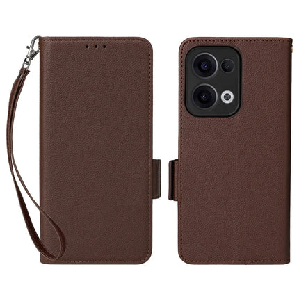 For Oppo Reno13 5G (Global) Case Litchi Texture PU Leather Wallet Flip Phone Cover - Brown