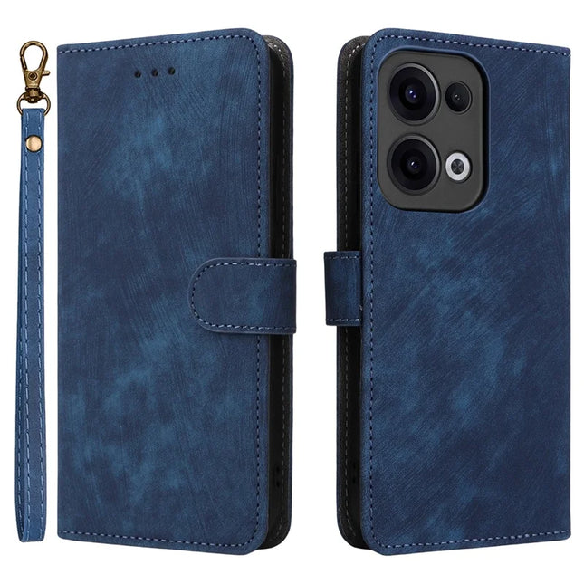 For Oppo Reno13 5G (Global) Wallet Case RFID Blocking PU Leather Cover Stand View - Blue