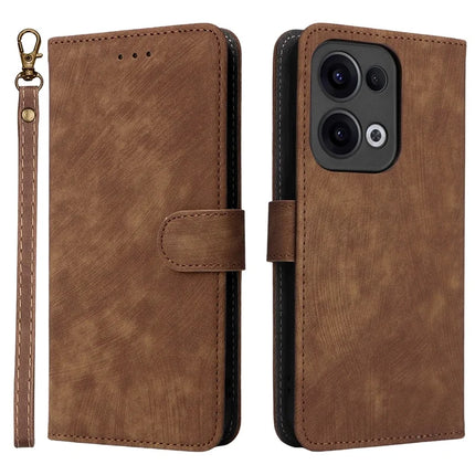 For Oppo Reno13 5G (Global) Wallet Case RFID Blocking PU Leather Cover Stand View - Brown