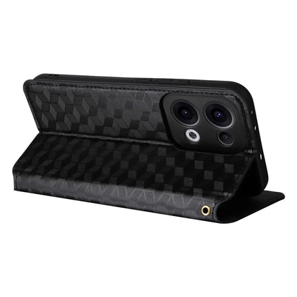 For Oppo Reno13 5G (Global) Wallet Case Rhombus Imprinted Leather Phone Cover