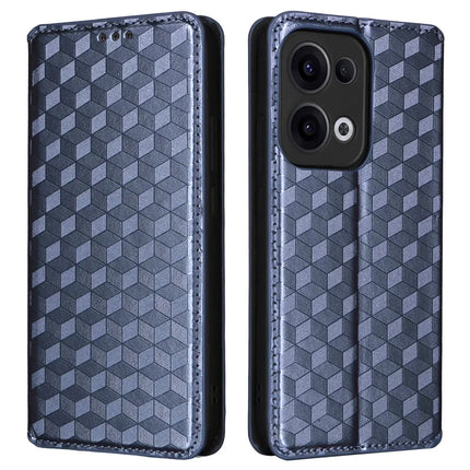 For Oppo Reno13 5G (Global) Wallet Case Rhombus Imprinted Leather Phone Cover - Blue
