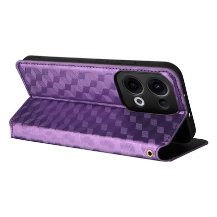 For Oppo Reno13 5G (Global) Wallet Case Rhombus Imprinted Leather Phone Cover