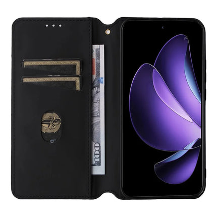 For Oppo Reno13 5G (Global) Wallet Case Rhombus Imprinted Leather Phone Cover
