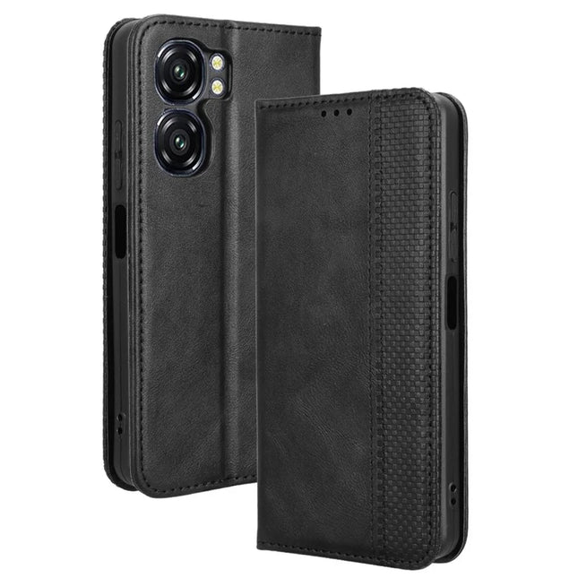 For Oukitel C58 Pro / C58 Leather Case Wallet Stand Retro Texture Phone Cover - Black