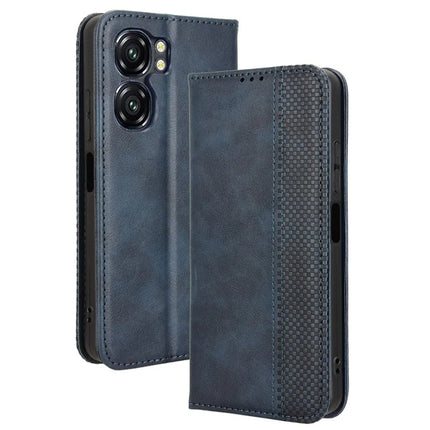 For Oukitel C58 Pro / C58 Leather Case Wallet Stand Retro Texture Phone Cover - Blue