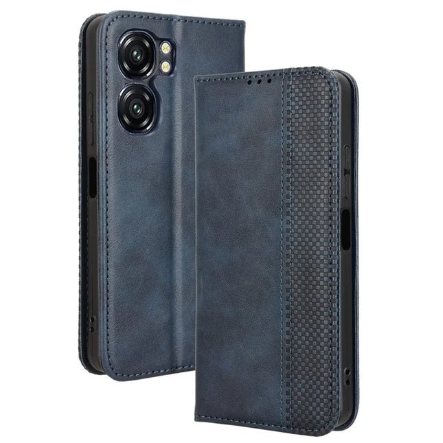 For Oukitel C58 Pro / C58 Leather Case Wallet Stand Retro Texture Phone Cover - Blue