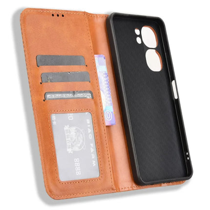 For Oukitel C58 Pro / C58 Leather Case Wallet Stand Retro Texture Phone Cover