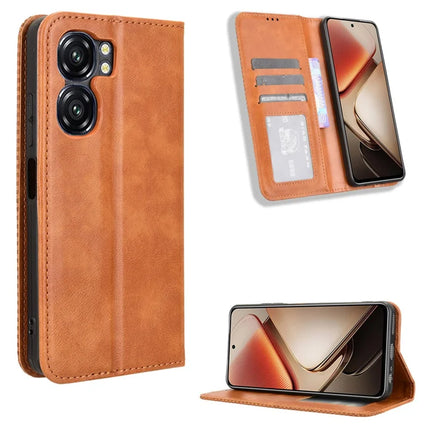 For Oukitel C58 Pro / C58 Leather Case Wallet Stand Retro Texture Phone Cover
