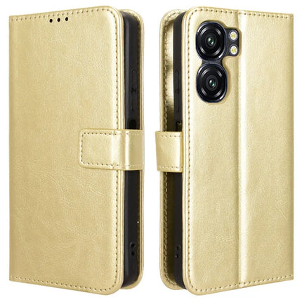 For Oukitel C58 Pro / C58 Case Crazy Horse Texture PU Leather Phone Wallet Cover - Gold