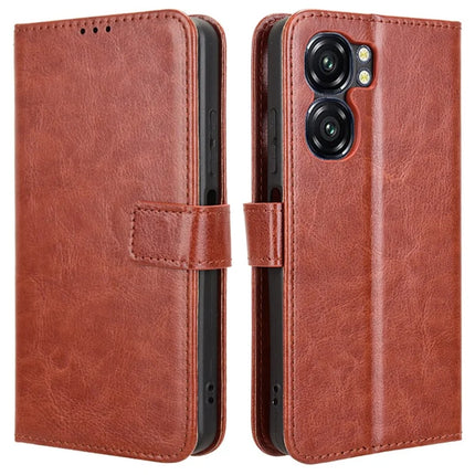 For Oukitel C58 Pro / C58 Case Crazy Horse Texture PU Leather Phone Wallet Cover - Brown