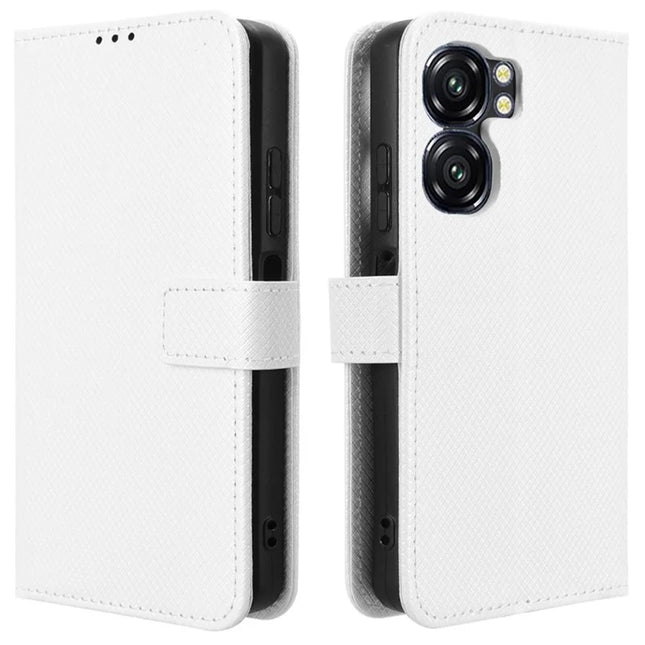 For Oukitel C58 Pro / C58 Case PU Leather Diamond Texture Wallet Phone Cover - White