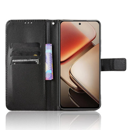 For Oukitel C58 Pro / C58 Case PU Leather Diamond Texture Wallet Phone Cover